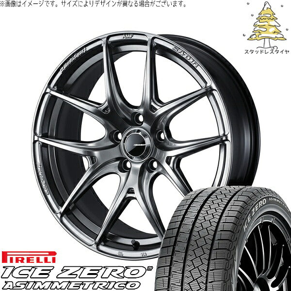 ピレリ アイスゼロアシンメトリコ 215/45R17 ＋ ウェッズスポーツ SA01R プラチナシルバーブラック 17インチ 7J +45 5H100P スタッドレス・ホイール4本セット。1枚目。