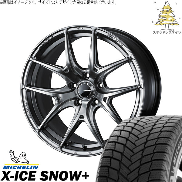 ミシュラン エックスアイス スノー+ 245/40R18 ＋ ウェッズスポーツ SA01R プラチナシルバーブラック 18インチ 9.5J +38 5H114.3P スタッドレス・ホイール4本セット。1枚目。