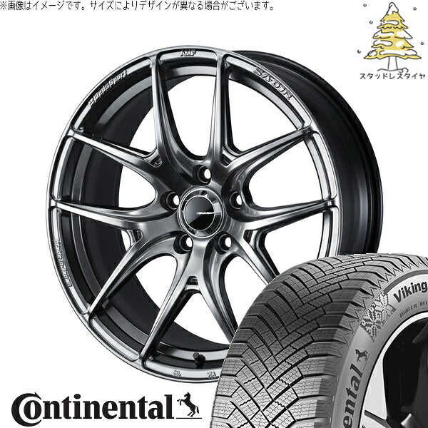 コンチネンタル バイキングコンタクト8 215/45R17 ＋ ウェッズスポーツ SA01R プラチナシルバーブラック 17インチ 7J +53 5H114.3P スタッドレス・ホイール4本セット。1枚目。