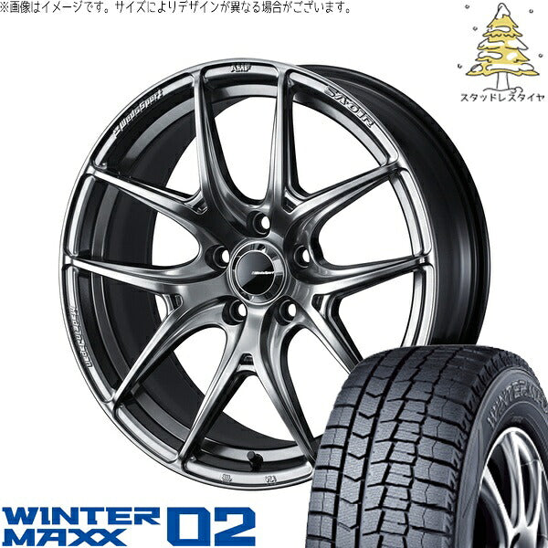 ダンロップ ウィンターマックス02 245/40R18 ＋ ウェッズスポーツ SA01R プラチナシルバーブラック 18インチ 9.5J +38 5H114.3P スタッドレス・ホイール4本セット。1枚目。