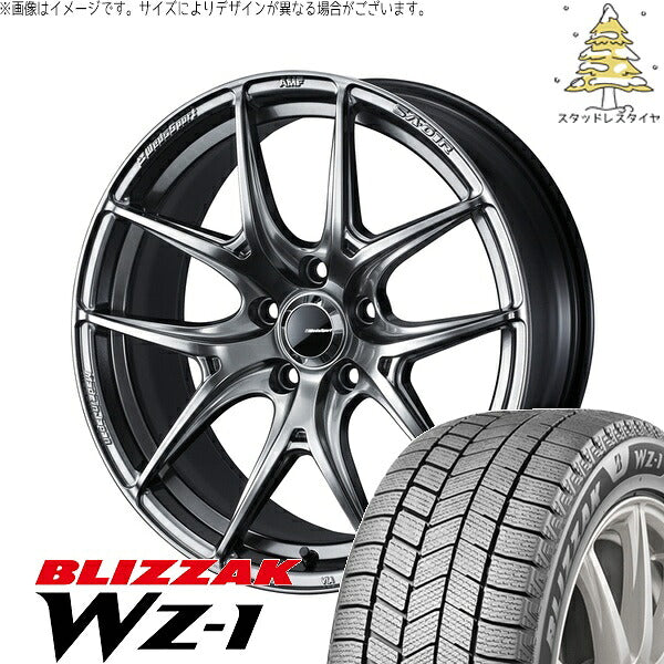 ブリヂストン ブリザック WZ-1 215/45R17 ＋ ウェッズスポーツ SA01R プラチナシルバーブラック 17インチ 7J +48 5H114.3P スタッドレス・ホイール4本セット。1枚目。