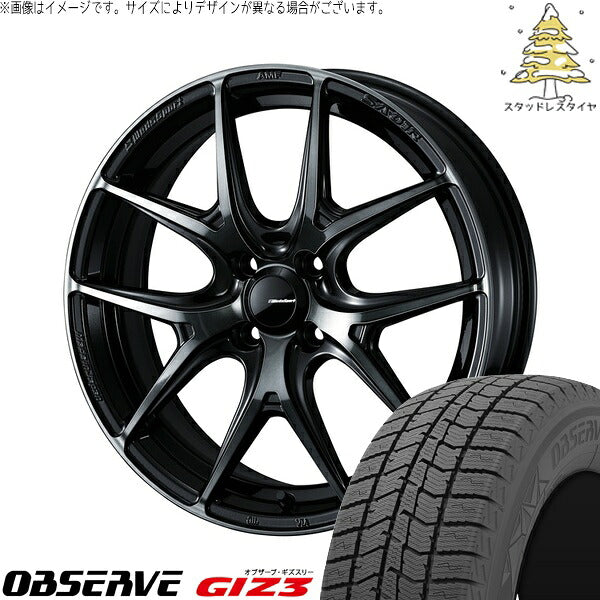 トーヨータイヤ オブザーブ GIZ3 195/65R15 ＋ ウェッズスポーツ SA01R ウォースブラッククリアー 15インチ 6J +48 4H100P スタッドレス・ホイール4本セット。1枚目。