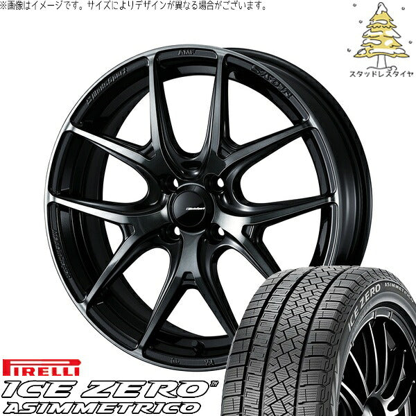 ピレリ アイスゼロアシンメトリコ 185/65R15 ＋ ウェッズスポーツ SA01R ウォースブラッククリアー 15インチ 6J +48 4H100P スタッドレス・ホイール4本セット。1枚目。