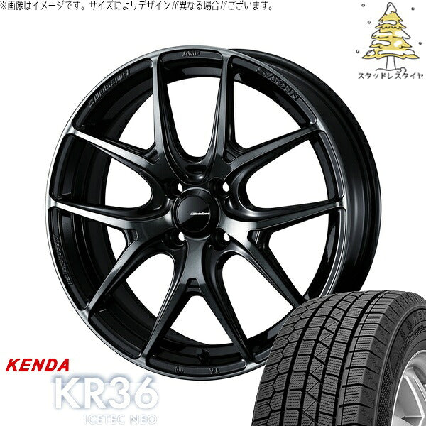 ケンダ アイステックネオ KR36 185/55R16 ＋ ウェッズスポーツ SA01R ウォースブラッククリアー 16インチ 6.5J +50 4H100P スタッドレス・ホイール4本セット。1枚目。