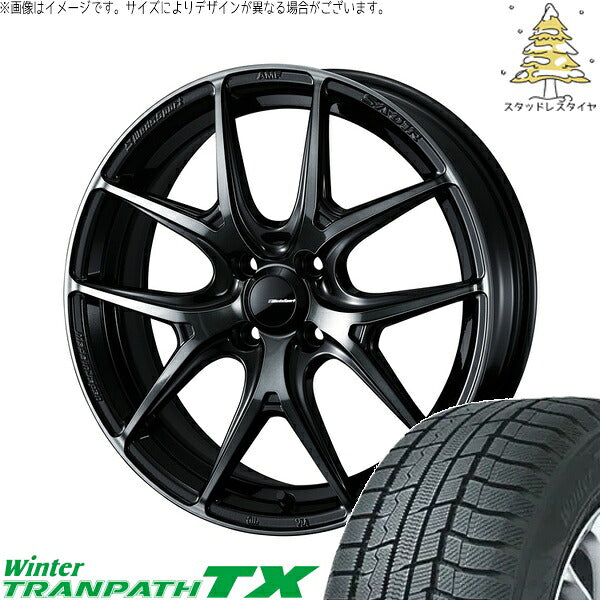トーヨータイヤ ウィンタートランパス TX 165/60R15 ＋ ウェッズスポーツ SA01R ウォースブラッククリアー 15インチ 5J +45 4H100P スタッドレス・ホイール4本セット。1枚目。