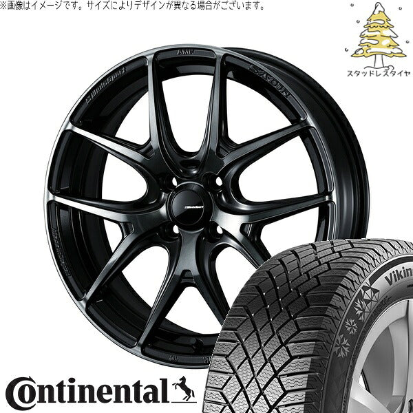 コンチネンタル バイキングコンタクト7 185/55R15 ＋ ウェッズスポーツ SA01R ウォースブラッククリアー 15インチ 6J +48 4H100P スタッドレス・ホイール4本セット。1枚目。