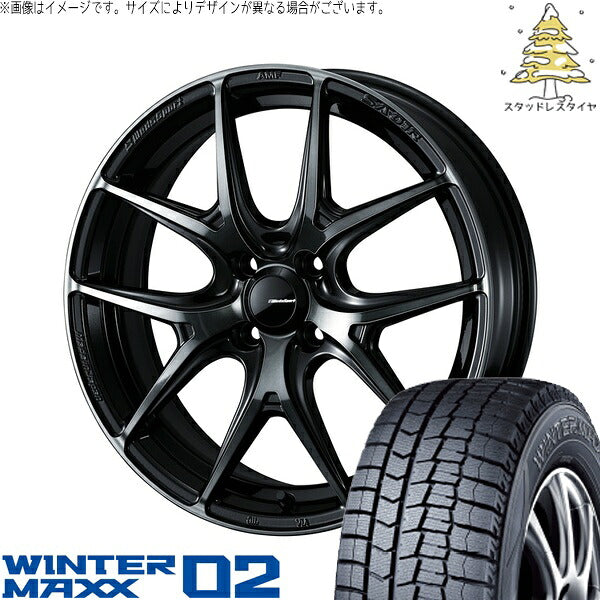 ダンロップ ウィンターマックス02 185/65R15 ＋ ウェッズスポーツ SA01R ウォースブラッククリアー 15インチ 6J +48 4H100P スタッドレス・ホイール4本セット。1枚目。