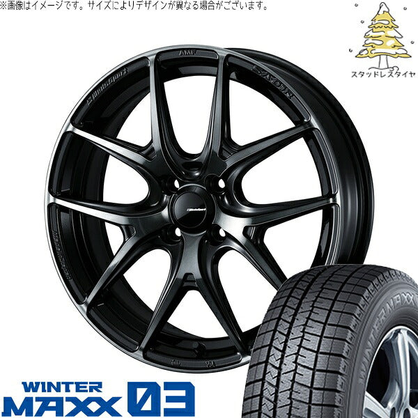ダンロップ ウィンターマックス03 175/65R15 ＋ ウェッズスポーツ SA01R ウォースブラッククリアー 15インチ 6J +48 4H100P スタッドレス・ホイール4本セット。1枚目。