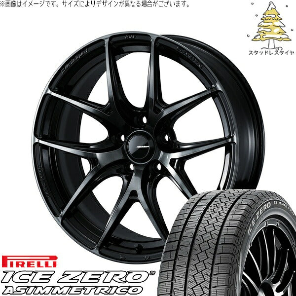 ピレリ アイスゼロアシンメトリコ 215/45R17 ＋ ウェッズスポーツ SA01R ウォースブラッククリアー 17インチ 7.5J +45 5H114.3P スタッドレス・ホイール4本セット。1枚目。
