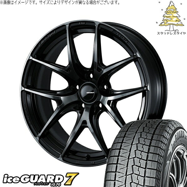 ヨコハマタイヤ アイスガードセブン IG70 215/50R17 ＋ ウェッズスポーツ SA01R ウォースブラッククリアー 17インチ 7.5J +45 5H114.3P スタッドレス・ホイール4本セット。1枚目。