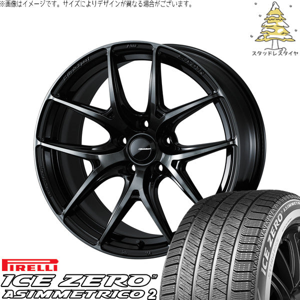 ピレリ アイスゼロアシンメトリコ2 205/55R16 ＋ ウェッズスポーツ SA01R ウォースブラッククリアー 16インチ 7J +42 5H114.3P スタッドレス・ホイール4本セット。1枚目。