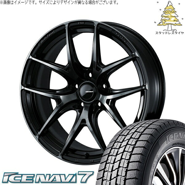 グッドイヤー アイスナビ7 215/40R18 ＋ ウェッズスポーツ SA01R ウォースブラッククリアー 18インチ 7.5J +35 5H114.3P スタッドレス・ホイール4本セット。1枚目。