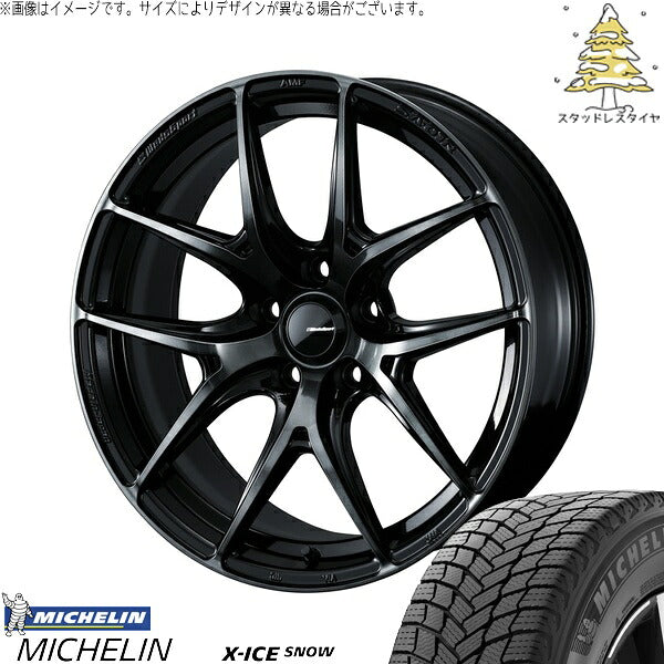 ミシュラン エックスアイス スノー 235/50R18 ＋ ウェッズスポーツ SA01R ウォースブラッククリアー 18インチ 8.5J +45 5H114.3P スタッドレス・ホイール4本セット。1枚目。