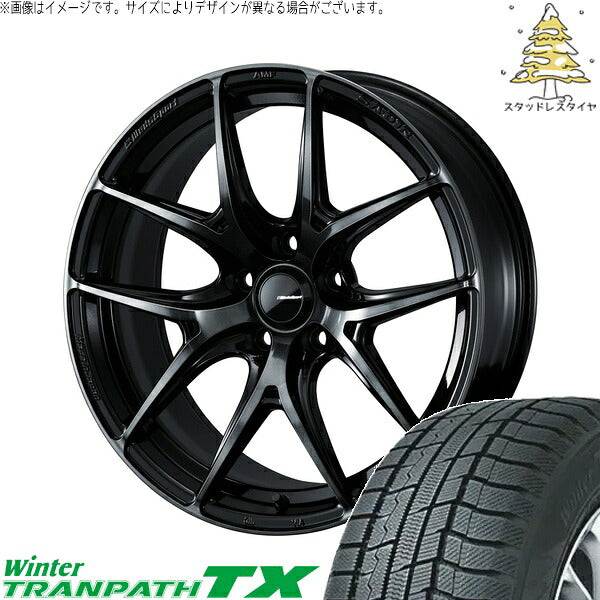 トーヨータイヤ ウィンタートランパス TX 225/55R17 ＋ ウェッズスポーツ SA01R ウォースブラッククリアー 17インチ 7J +53 5H114.3P スタッドレス・ホイール4本セット。1枚目。