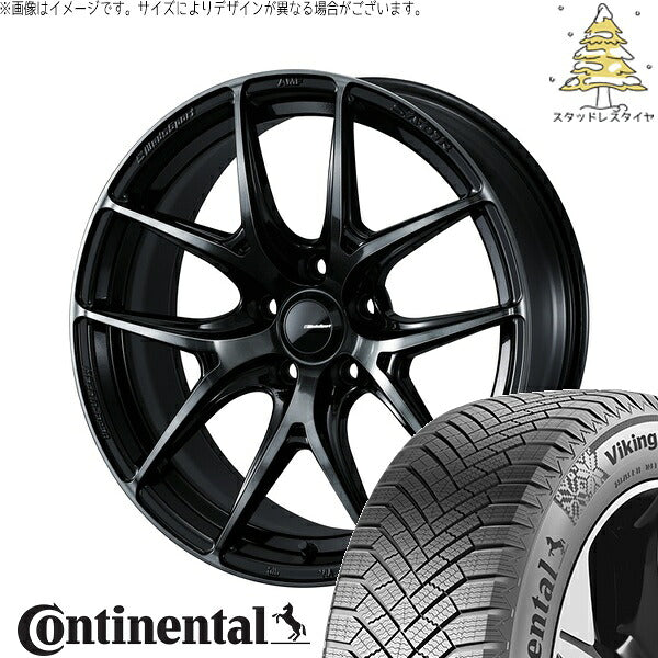 コンチネンタル バイキングコンタクト8 225/55R17 ＋ ウェッズスポーツ SA01R ウォースブラッククリアー 17インチ 7.5J +45 5H114.3P スタッドレス・ホイール4本セット。1枚目。
