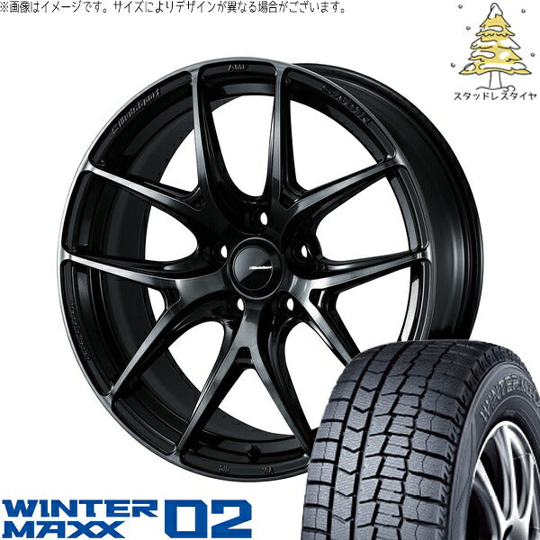 ダンロップ ウィンターマックス02 215/60R16 ＋ ウェッズスポーツ SA01R ウォースブラッククリアー 16インチ 7J +42 5H114.3P スタッドレス・ホイール4本セット。1枚目。