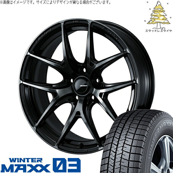ダンロップ ウィンターマックス03 215/45R18 ＋ ウェッズスポーツ SA01R ウォースブラッククリアー 18インチ 7.5J +35 5H114.3P スタッドレス・ホイール4本セット。1枚目。