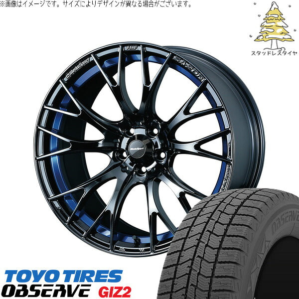 トーヨータイヤ OBSERVE 225/55R17 ＋ ウェッズスポーツ SA20R ブルーライトクローム2 17インチ 7.5J +45 5H114.3P スタッドレス・ホイール4本セット。1枚目。