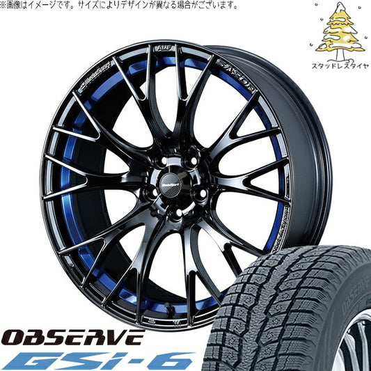 トーヨータイヤ オブザーブ Gsi-6 225/55R18 ＋ ウェッズスポーツ SA20R ブルーライトクローム2 18インチ 7.5J +45 5H114.3P スタッドレス・ホイール4本セット。1枚目。