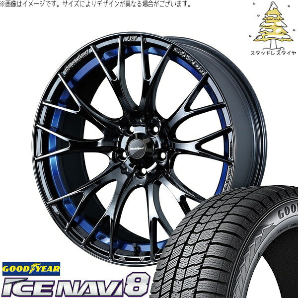 グッドイヤー アイスナビ8 245/40R18 ＋ ウェッズスポーツ SA20R ブルーライトクローム2 18インチ 9.5J +38 5H114.3P スタッドレス・ホイール4本セット。1枚目。