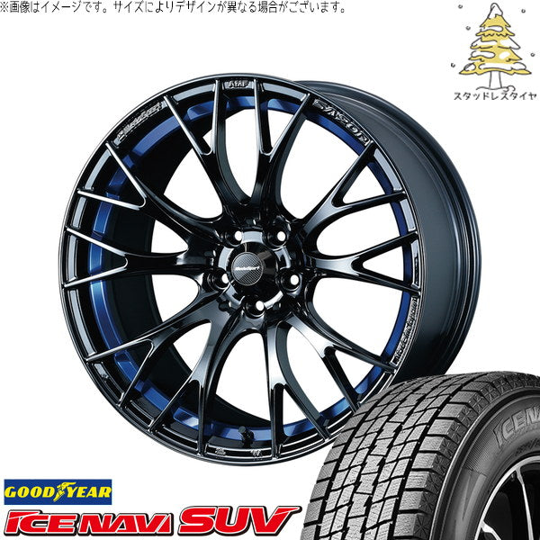 グッドイヤー アイスナビ SUV 215/50R18 ＋ ウェッズスポーツ SA20R ブルーライトクローム2 18インチ 7.5J +45 5H114.3P スタッドレス・ホイール4本セット。1枚目。