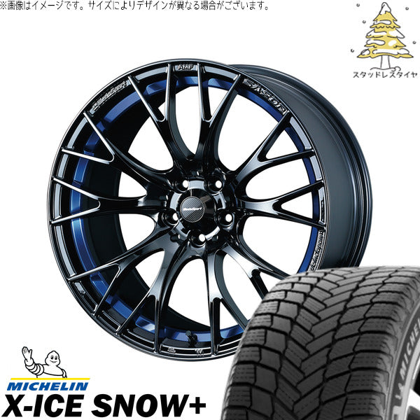 ミシュラン エックスアイス スノー+ 225/55R17 ＋ ウェッズスポーツ SA20R ブルーライトクローム2 17インチ 7.5J +45 5H114.3P スタッドレス・ホイール4本セット。1枚目。