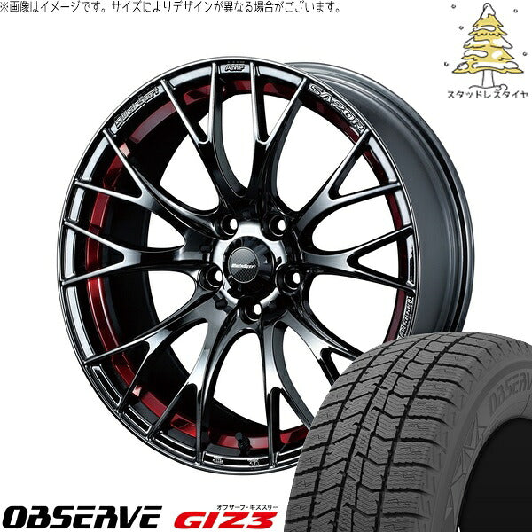 トーヨータイヤ オブザーブ GIZ3 225/40R18 ＋ ウェッズスポーツ SA20R レッドライトクローム 18インチ 8.5J +45 5H100P スタッドレス・ホイール4本セット。1枚目。