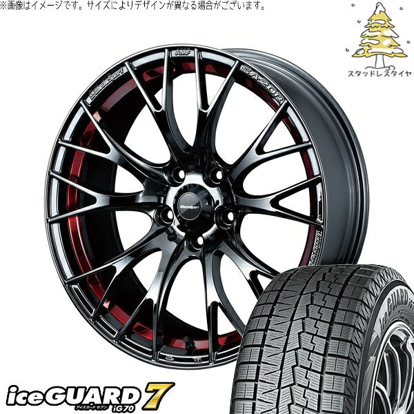 ヨコハマタイヤ アイスガードセブン IG70 225/50R18 ＋ ウェッズスポーツ SA20R レッドライトクローム 18インチ 7.5J +45 5H114.3P スタッドレス・ホイール4本セット。1枚目。
