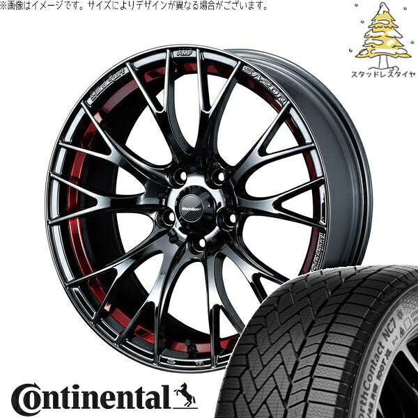 コンチネンタル ノースコンタクト NC7 225/50R18 ＋ ウェッズスポーツ SA20R レッドライトクローム 18インチ 7.5J +45 5H100P スタッドレス・ホイール4本セット。1枚目。