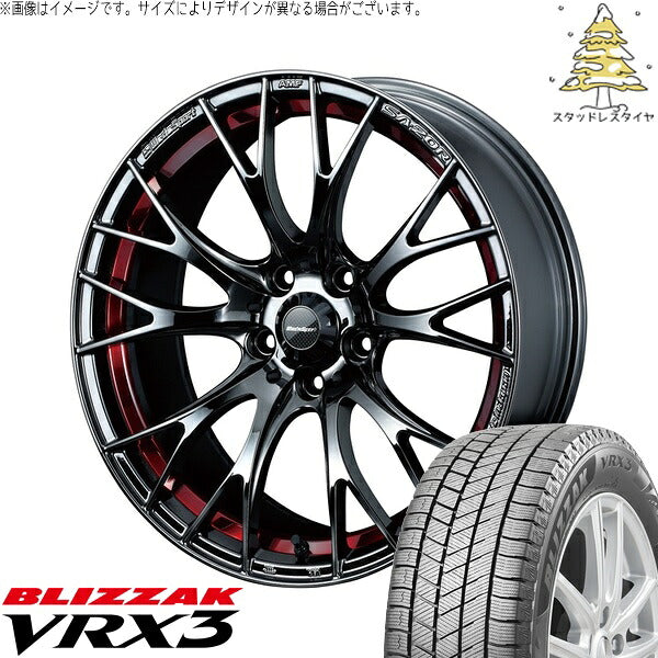 ブリヂストン ブリザック VRX3 225/40R18 ＋ ウェッズスポーツ SA20R レッドライトクローム 18インチ 8.5J +45 5H100P スタッドレス・ホイール4本セット。1枚目。