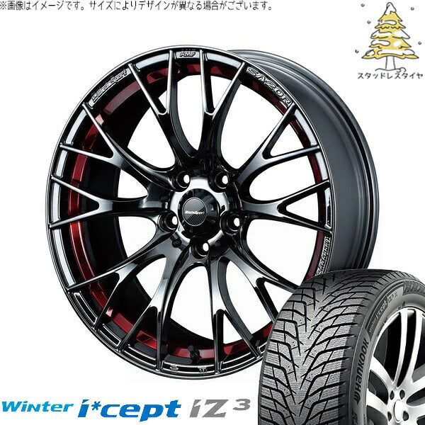 ハンコック ウィンターアイセプト IZ3 W636 225/45R18 ＋ ウェッズスポーツ SA20R レッドライトクローム 18インチ 7.5J +45 5H114.3P スタッドレス・ホイール4本セット。1枚目。