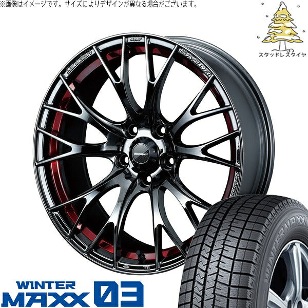 ダンロップ ウィンターマックス03 215/40R18 ＋ ウェッズスポーツ SA20R レッドライトクローム 18インチ 7.5J +45 5H114.3P スタッドレス・ホイール4本セット。1枚目。