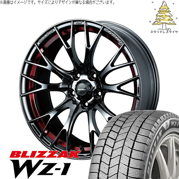 ブリヂストン ブリザック WZ-1 215/40R18 ＋ ウェッズスポーツ SA20R レッドライトクローム 18インチ 7.5J +45 5H100P スタッドレス・ホイール4本セット。1枚目。