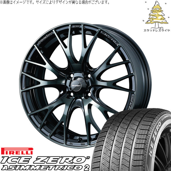 ピレリ アイスゼロアシンメトリコ2 195/55R16 ＋ ウェッズスポーツ SA20R ウォースブラッククリアー 16インチ 6.5J +38 4H100P スタッドレス・ホイール4本セット。1枚目。
