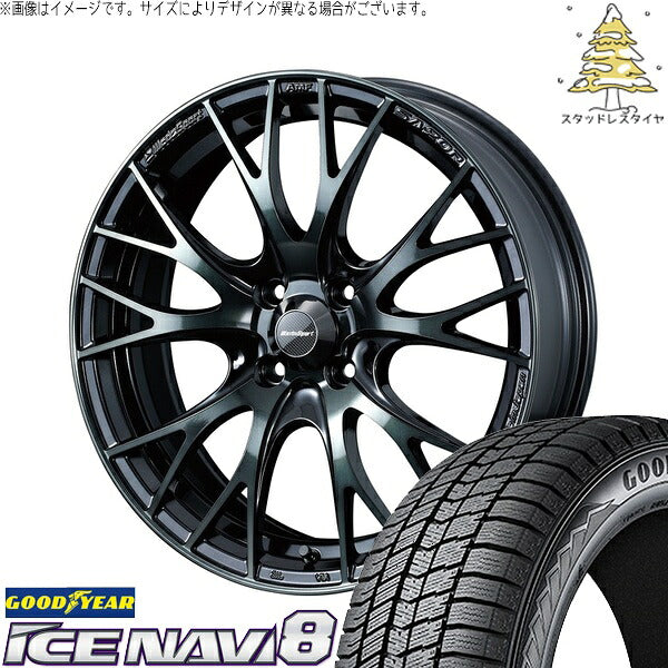 グッドイヤー アイスナビ8 195/65R15 ＋ ウェッズスポーツ SA20R ウォースブラッククリアー 15インチ 6J +48 4H100P スタッドレス・ホイール4本セット。1枚目。