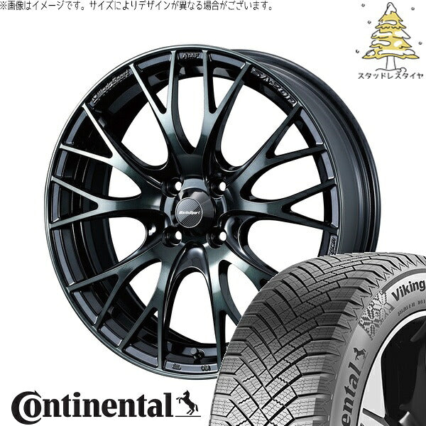 コンチネンタル バイキングコンタクト8 195/65R15 ＋ ウェッズスポーツ SA20R ウォースブラッククリアー 15インチ 6J +48 4H100P スタッドレス・ホイール4本セット。1枚目。