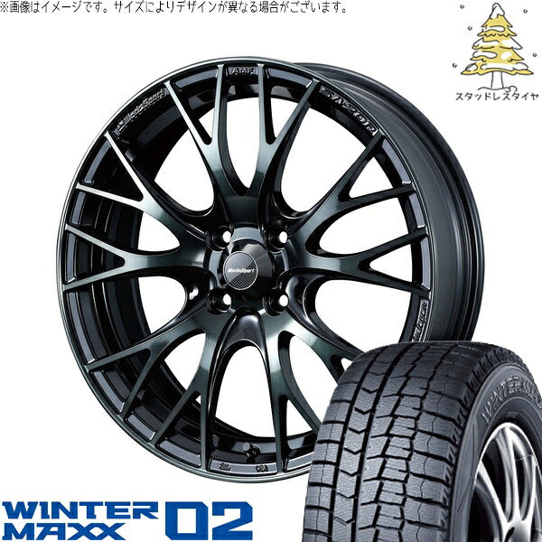 ダンロップ ウィンターマックス02 195/45R17 ＋ ウェッズスポーツ SA20R ウォースブラッククリアー 17インチ 7J +50 4H100P スタッドレス・ホイール4本セット。1枚目。