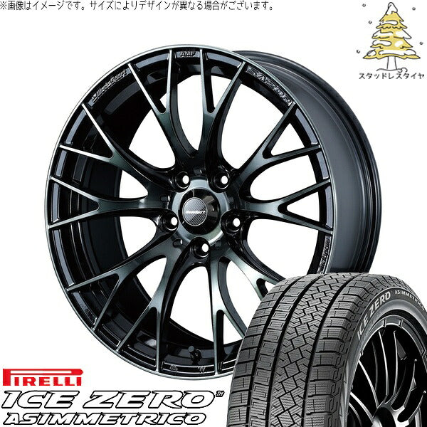 ピレリ アイスゼロアシンメトリコ 215/45R17 ＋ ウェッズスポーツ SA20R ウォースブラッククリアー 17インチ 7J +48 5H114.3P スタッドレス・ホイール4本セット。1枚目。