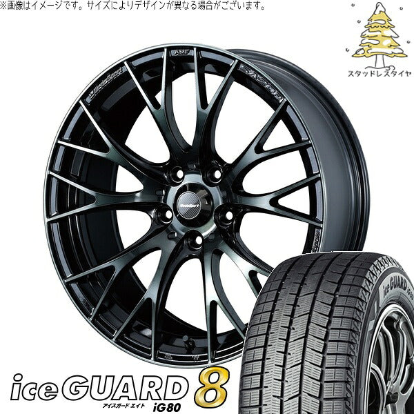 ヨコハマタイヤ アイスガードエイト IG80 245/40R18 ＋ ウェッズスポーツ SA20R ウォースブラッククリアー 18インチ 9.5J +38 5H114.3P スタッドレス・ホイール4本セット。1枚目。