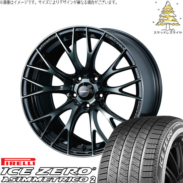 ピレリ アイスゼロアシンメトリコ2 215/60R16 ＋ ウェッズスポーツ SA20R ウォースブラッククリアー 16インチ 7J +42 5H114.3P スタッドレス・ホイール4本セット。1枚目。