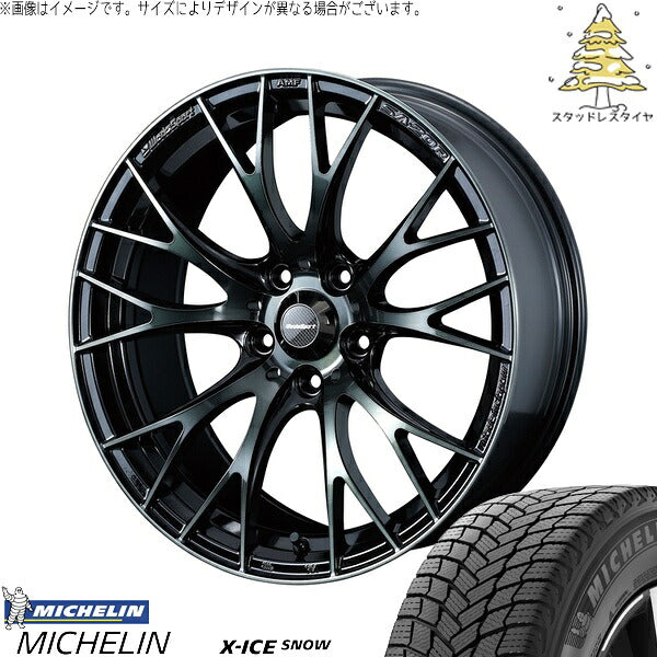 ミシュラン エックスアイス スノー 225/55R18 ＋ ウェッズスポーツ SA20R ウォースブラッククリアー 18インチ 7.5J +45 5H114.3P スタッドレス・ホイール4本セット。1枚目。