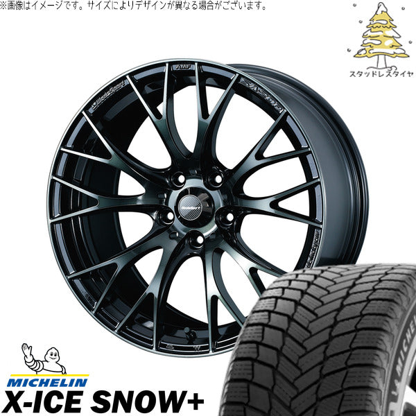 ミシュラン エックスアイス スノー+ 225/45R18 ＋ ウェッズスポーツ SA20R ウォースブラッククリアー 18インチ 7.5J +45 5H114.3P スタッドレス・ホイール4本セット。1枚目。