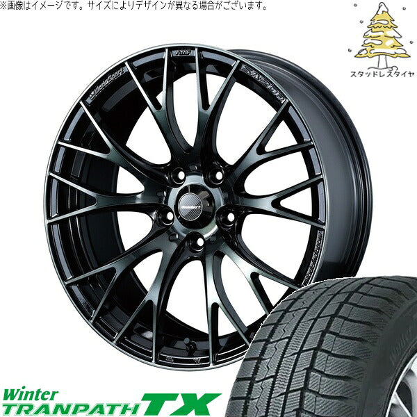 トーヨータイヤ ウィンタートランパス TX 225/50R18 ＋ ウェッズスポーツ SA20R ウォースブラッククリアー 18インチ 7.5J +45 5H100P スタッドレス・ホイール4本セット。1枚目。