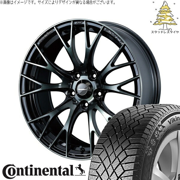 コンチネンタル バイキングコンタクト7 195/50R16 ＋ ウェッズスポーツ SA20R ウォースブラッククリアー 16インチ 7J +48 5H100P スタッドレス・ホイール4本セット。1枚目。