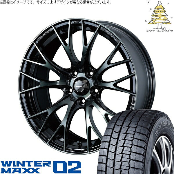 ダンロップ ウィンターマックス02 195/55R16 ＋ ウェッズスポーツ SA20R ウォースブラッククリアー 16インチ 7J +48 5H100P スタッドレス・ホイール4本セット。1枚目。
