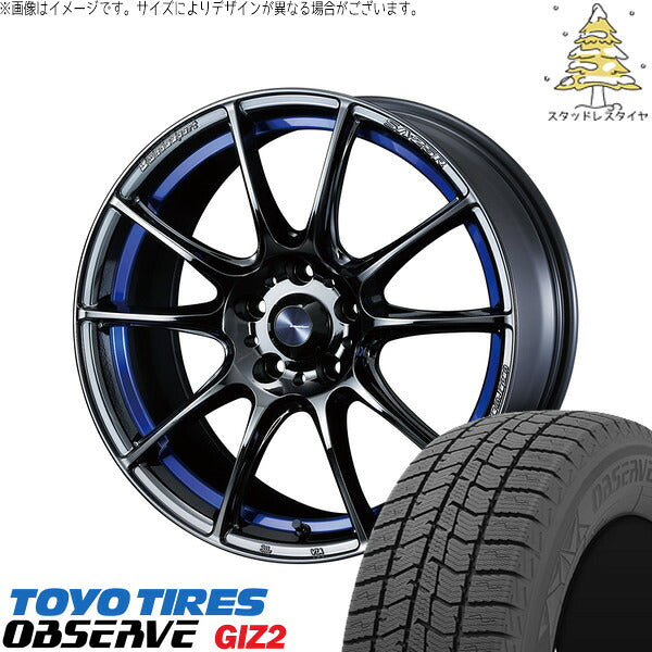 トーヨータイヤ OBSERVE 215/45R17 ＋ ウェッズスポーツ SA25R ブルーライトクローム2 17インチ 7.5J +45 5H114.3P スタッドレス・ホイール4本セット。1枚目。