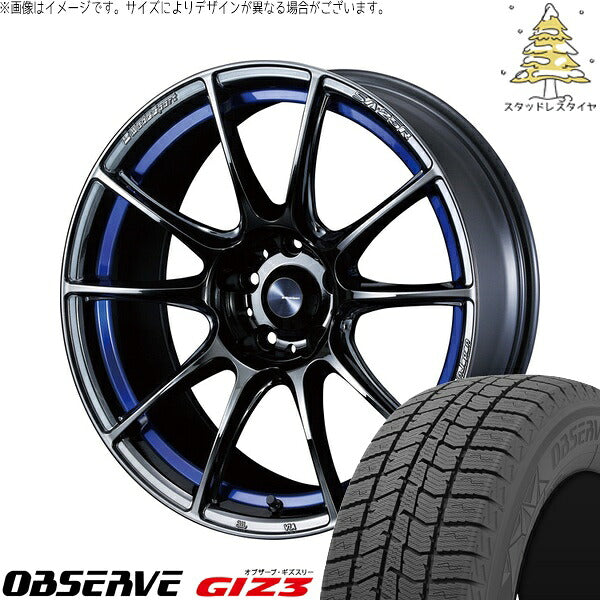 トーヨータイヤ オブザーブ GIZ3 215/55R17 ＋ ウェッズスポーツ SA25R ブルーライトクローム2 17インチ 7.5J +45 5H114.3P スタッドレス・ホイール4本セット。1枚目。