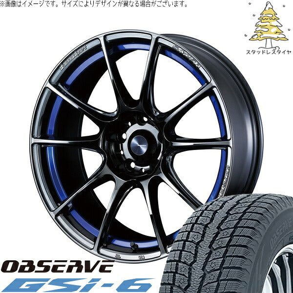 トーヨータイヤ オブザーブ Gsi-6 225/55R18 ＋ ウェッズスポーツ SA25R ブルーライトクローム2 18インチ 7J +53 5H114.3P スタッドレス・ホイール4本セット。1枚目。