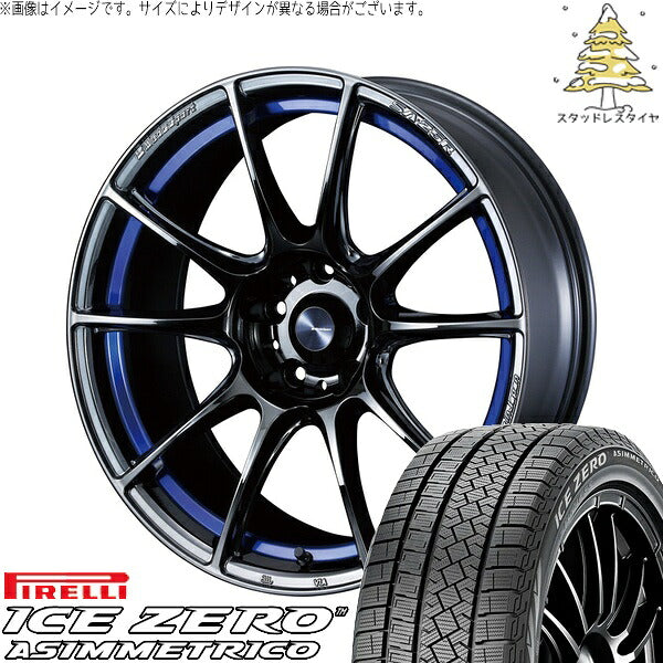 ピレリ アイスゼロアシンメトリコ 235/50R18 ＋ ウェッズスポーツ SA25R ブルーライトクローム2 18インチ 7.5J +35 5H114.3P スタッドレス・ホイール4本セット。1枚目。