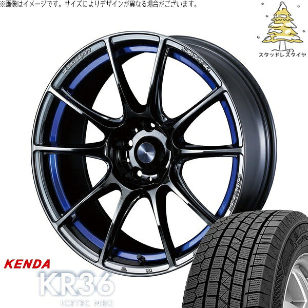 ケンダ アイステックネオ KR36 215/55R17 ＋ ウェッズスポーツ SA25R ブルーライトクローム2 17インチ 7.5J +45 5H114.3P スタッドレス・ホイール4本セット。1枚目。